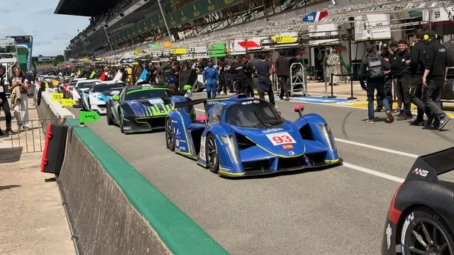 The #93 Ligier JS P4 in the pit lane at Le Mans